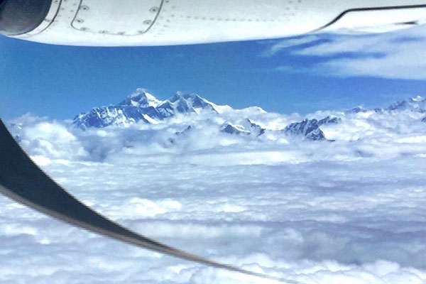 view of everest from flight